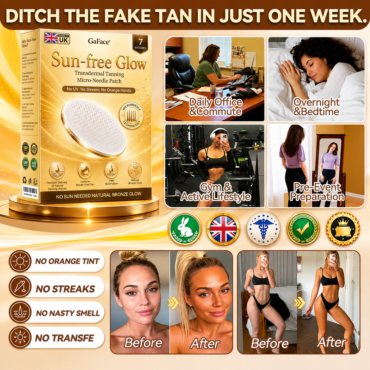 𝗚𝗮𝗳𝗮𝗰𝗲® Sunless Natural Glow Transdermal Tanning Micro-Needle Patch